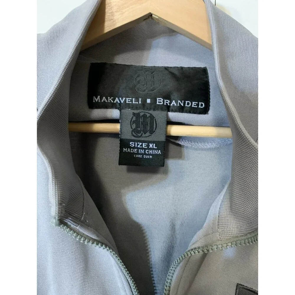 Makaveli Branded Tupac Shakur 2Pac Full Zip‎ Track Jacket - Men’s XL Gray